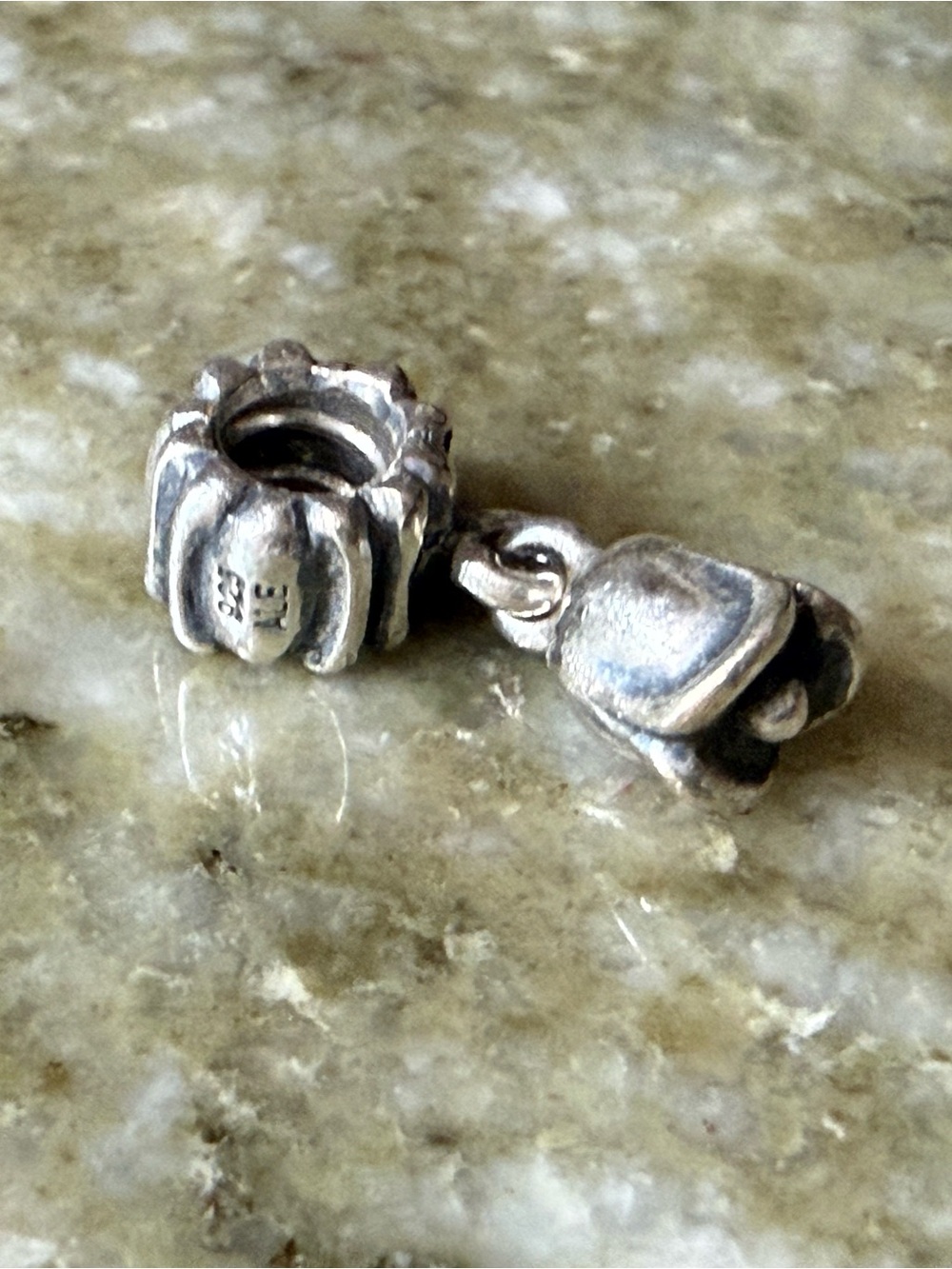 Pandora Silver Rose Bud Dangle Charm - Silver